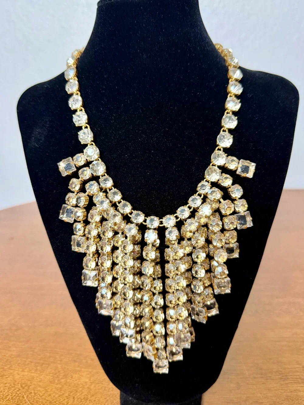 JCrew Crystal Cascading Bib Statement Necklace Vintage